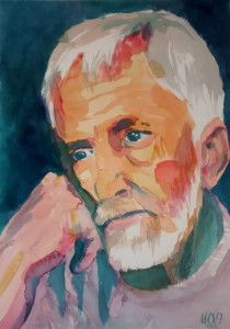 White thinker - watercolor portrait