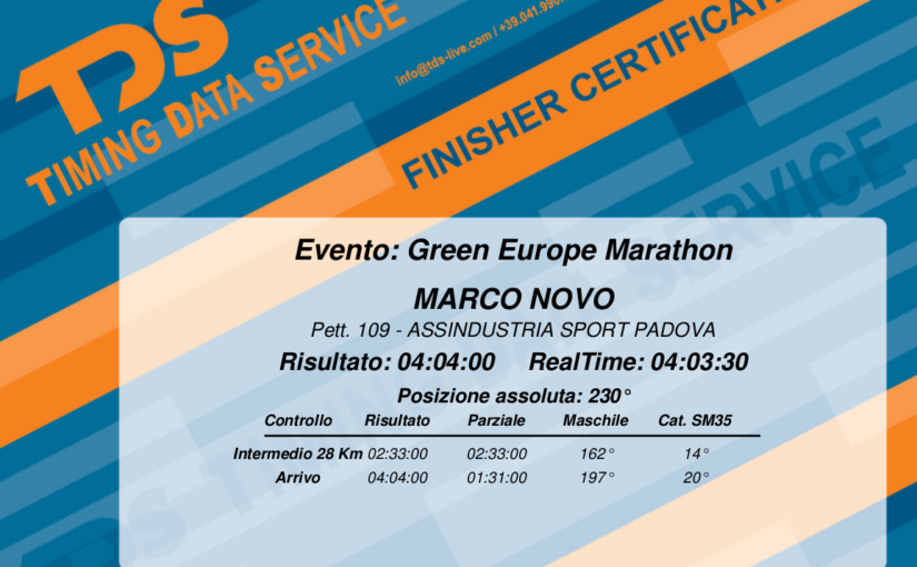 Maratona di Trieste 2017 - diploma